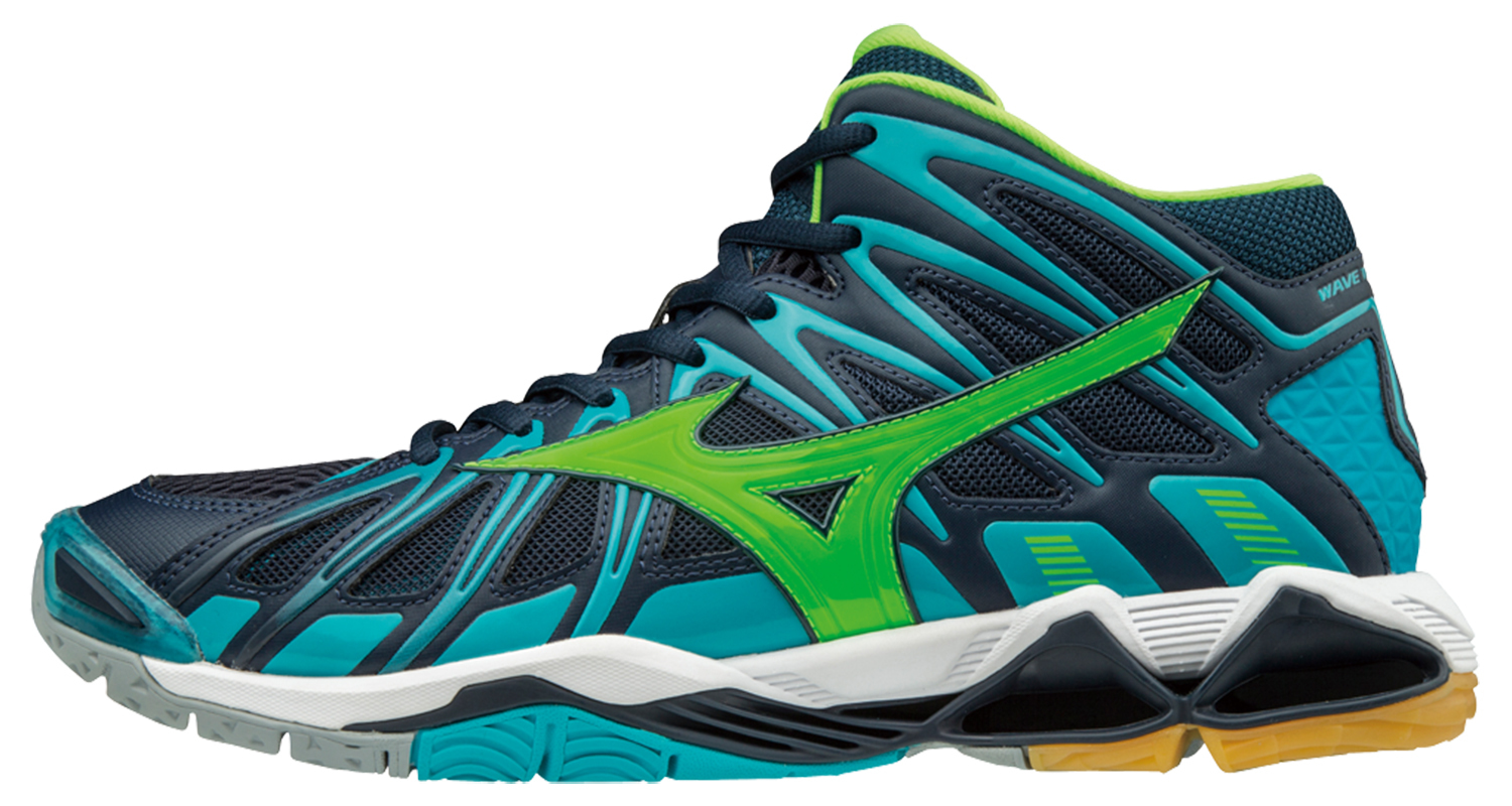 Mizuno Wave Tornado X2 Mid мужские волейбольные кроссовки синие-зеленые - 5