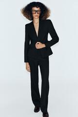 ZARA БРЮКИ ПРЯМОГО КРОЯ С ВЫСОКОЙ ПОСАДКОЙ, ЧЕРНЫЙ