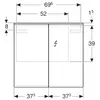 Geberit Option Plus 500.206.00.1 Зеркальный шкаф с подсветкой, две двери, 75x70x17.2см