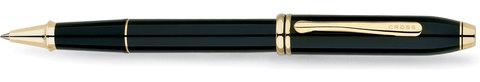 Ручка-роллер Cross Townsend, Black Lacquer Gold Plated (575)