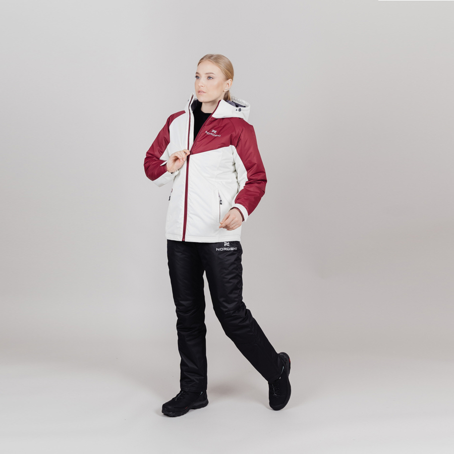 Теплая лыжная куртка женская Nordski Premium Sport cream-wine - 4