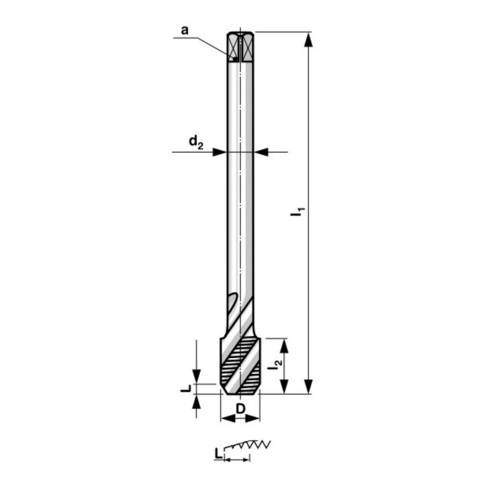 Метчик М 3,5х0,6 (Машинный, винт.) DIN371 HSSE 6h(2N) C/2-3P R35 56мм a=3,0 Bucovice(CzTool) 193035