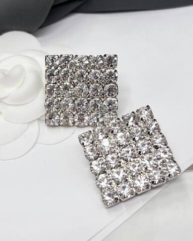 Серьги клипсы квадрат Alexandra Rich с кристаллами SWAROVSKI