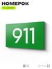 Номер на дверь 911, табличка на дверь для офиса, квартиры, кабинета, аудитории, склада, зеленая 120х70 мм, Айдентика Технолоджи