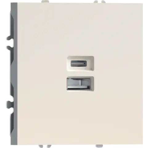USB зарядное устройство, 20Вт тип A, С, матовый кремовый DONEL S08