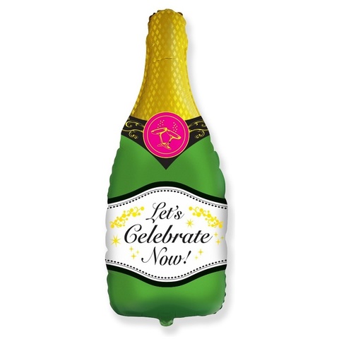 Воздушный шар фигура Бутылка шампанского Let's celebrate now, 84 см