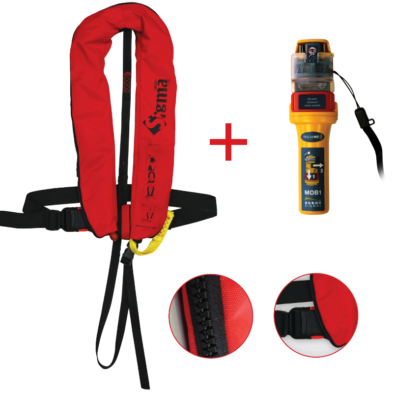Sigma Inflatable Lifejackets Auto, 170N, ISO 12402-3 with Ocean Signal MOB1, set
