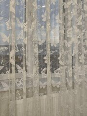 Тюль INVA жаккард с рельефным рисунком "Бабочки" 250х300/белый