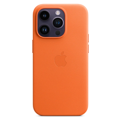 Кожаный чехол с поддержкой MagSafe Apple Leather Case для iPhone 14 Pro, Orange (Оранжевый)
