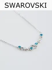 Тонкое колье Млечный путь с голубыми кристаллами Swarovski