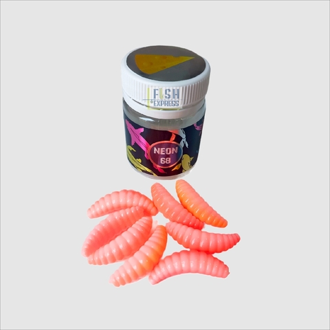 NEON 68 MAGGOT Мягкая приманка цвет спартак, 33 мм, 8 шт/в банке, СЫР, продажа от 2 шт.