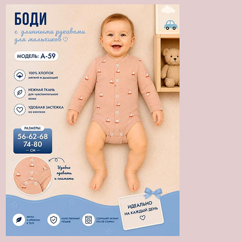 Боди хлопок м (56-80) 260815-R1509