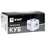 Удлинитель Куб 2 гнезда 3USB 2,4А+зарядное устройство 1,3 метра 1мм2 UBA-CUB-3-WC EKF — фото 11