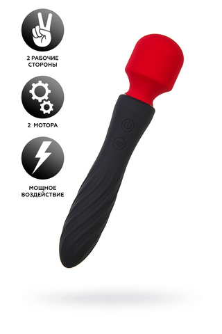 Двусторонний вибромассажер Black&Red by TOYFA, силикон, черный, 21 см