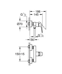 Смеситель однорычажный для душа GROHE Cubeo, хром (1018240000)
