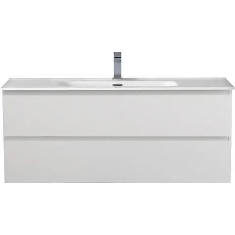 BelBagno KRAFT-1200-2C-SO-BO База под раковину подвесная с фрезерованными ручками по всей длине фасада с двумя выкатн. ящ., Bianco Opaco,1200x455x500