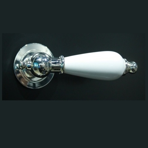 Ручка раздельная ALEMAR A7277-73 SILVER/WHITE CERAMIC серебро/белая керамика