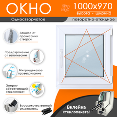 Пластиковое окно 1000 х 970 ТермА Эко