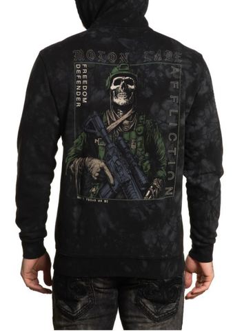 Affliction | Худи мужское AT THE READY A23130 с солдатом спина на модели