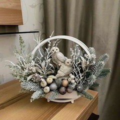 Букет, искусственная зелень, цвет Белый, 43 см, набор 2 букета