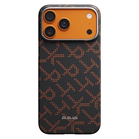 Чехол Pitaka Edge Case для iPhone 17 Pro, Чёрно-оранжевый монограм | Monogram Black/Orange