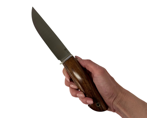 Нож Ястреб, сталь Bohler M398, рукоять мельхиор, айронвуд