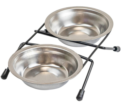 Homepet миска для домашних животных металлическая двойная на подставке D 12 см 2 х 0,1 л
