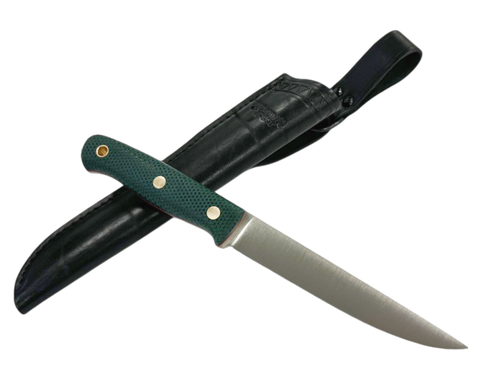 Нож Рыбацкий L, сталь Elmax, Микарта изумруд, насечка, 219.0952