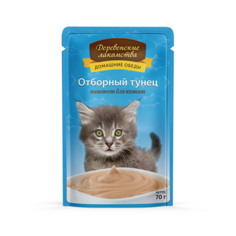 Деревенские лакомства пауч для котят отборный тунец паштет 70 г