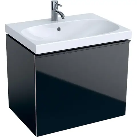 Geberit Acanto 500.610.16.1 Тумба под раковину, 64x53.5x47.5см, черный / лакированный матовый, черный / глянцевое стекло