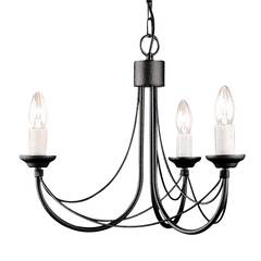 Чёрная классическая люстра на 3 лампы Elstead Carisbrooke CB3-BLACK, E14, в гостиную