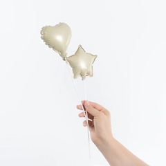 Шар К 5''/13 см, Мини-сердце, Кремовый, 5 шт.