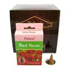 Tulasi Red Rose Благовоние-конус Красная роза, 15 шт