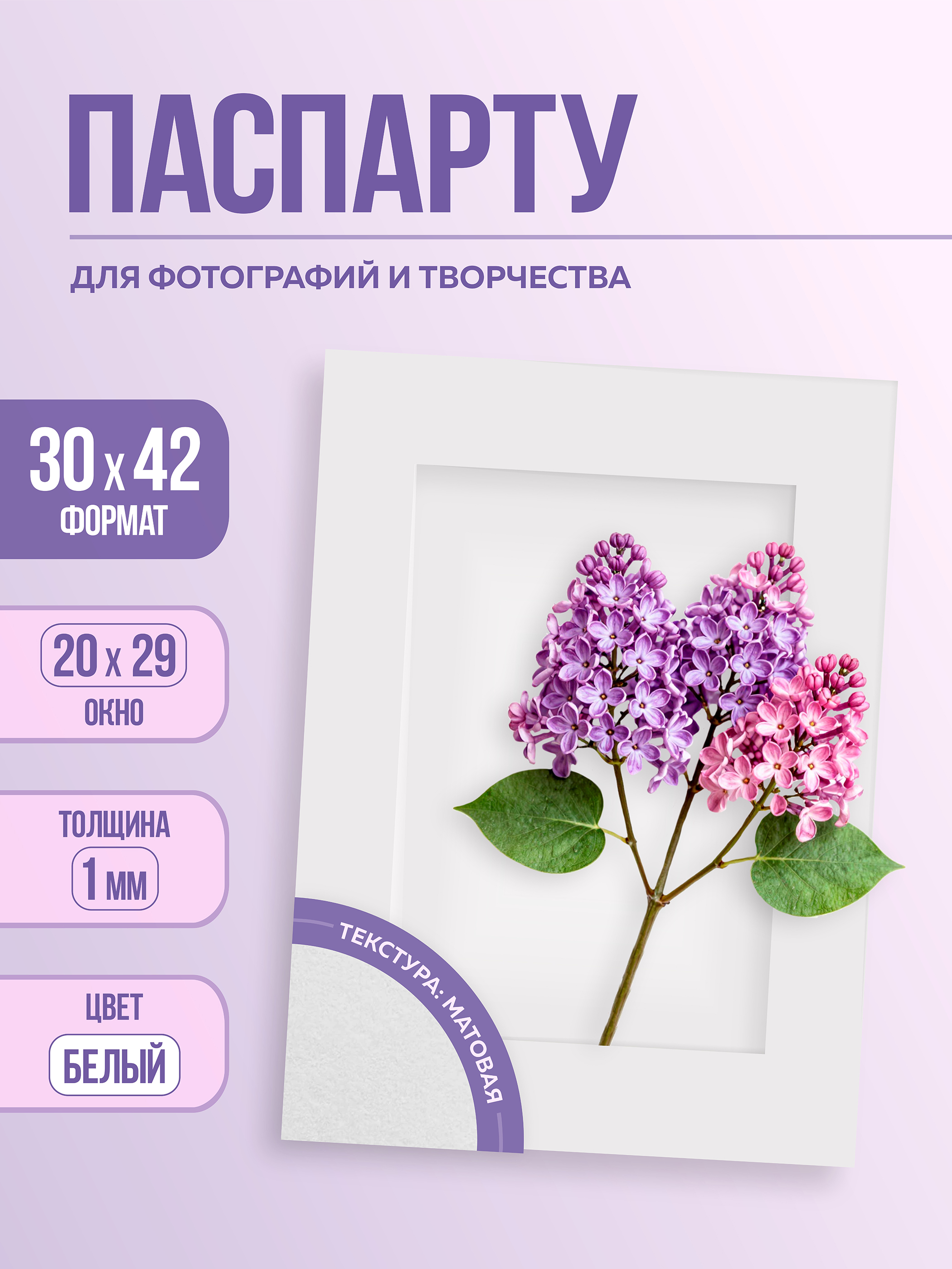 Паспарту 30х42 см белый арт.80993042
