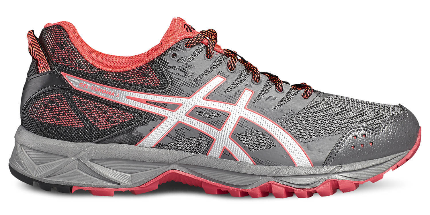 Кроссовки внедорожники женские Asics Gel Sonoma 3 серые-коралловые