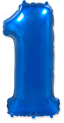 Шар (40''/102 см) Цифра, 1, Синий