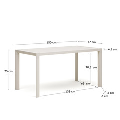 Culip Алюминиевый уличный стол с порошковым покрытием белого цвета 150 x 77 см