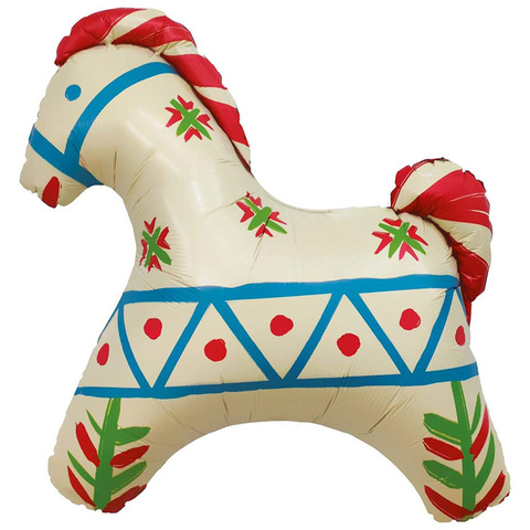 Шар Аг Фигура, Лошадка, Русский узор, Белый, 32
