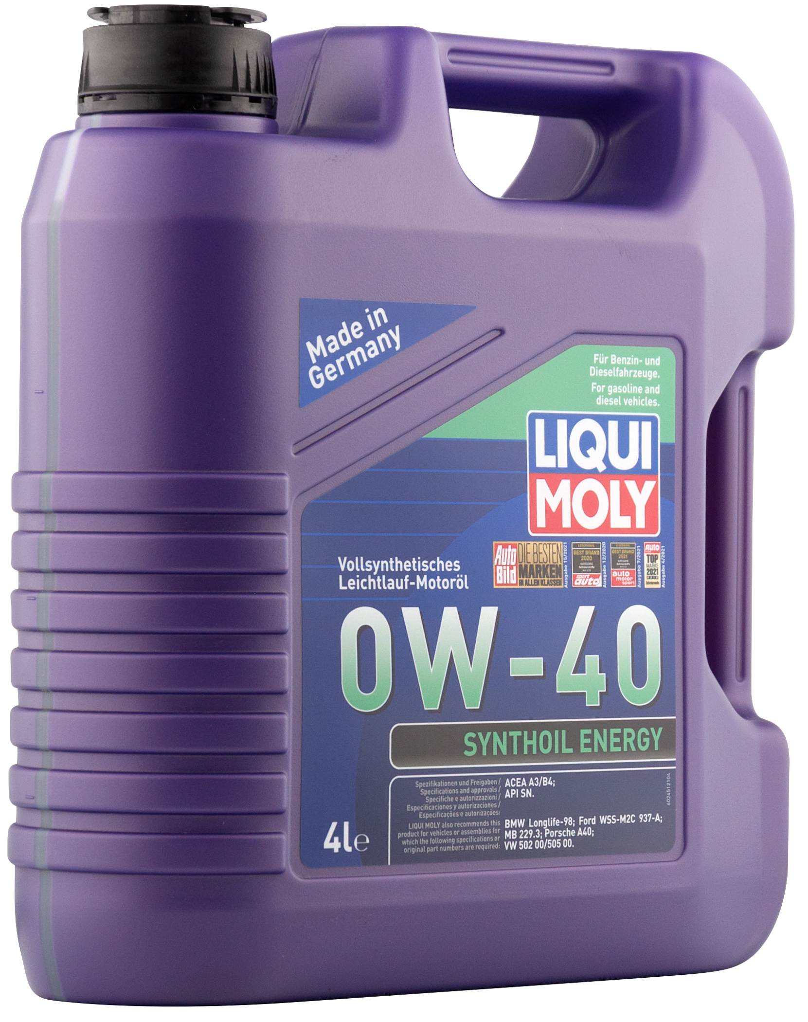 Моторное масло Liqui Moly Synthoil Energy 0W40 синтетическое моторное масло 4л