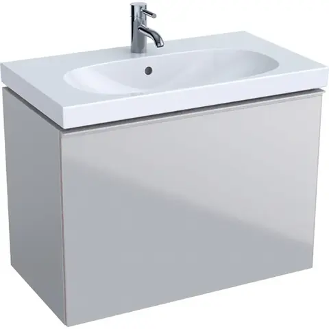 Geberit Acanto 500.615.JL.2 Тумба под раковину, 74x53.5x41.6см, песчаный глянец / матовый песочно-серый, песчаный глянец / глянцевое стекло