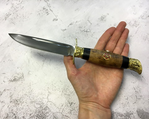 Финка НКВД со звездой, кованая сталь 95х18, карельская береза