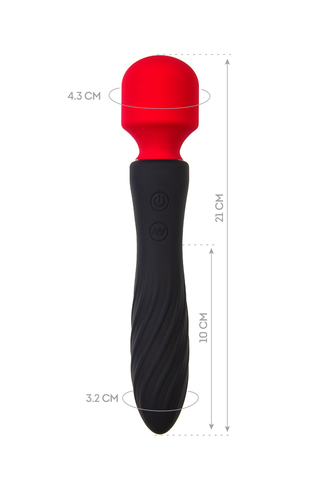 Двусторонний вибромассажер Black&Red by TOYFA, силикон, черный, 21 см