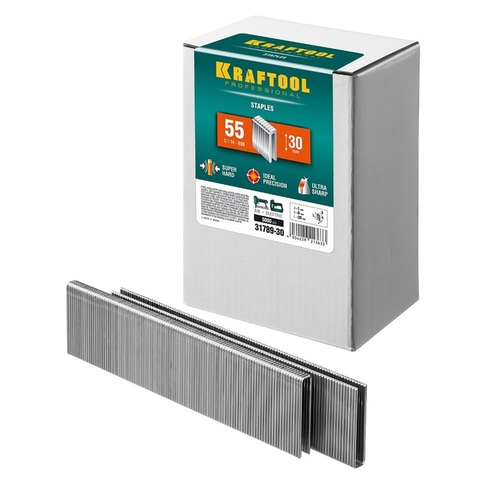 KRAFTOOL скобы тип 55 (90/C), 30 мм, калибр 18GA. 5000 шт (31789-30)