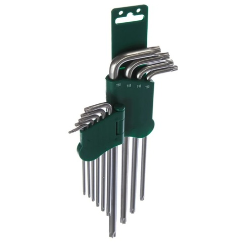 Jonnesway H08S110S Набор ключей торцевых TORX® удлиненных с центрированным штифтом Т9-50, 10 предметов 48066