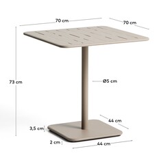 Уличный стол Brai из оцинкованной стали бежевого цвета, 70 x 70 см