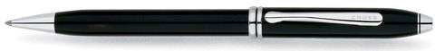 Ручка шариковая Cross Townsend, Black Lacquer Rhodium Plated (AT0042-4)
