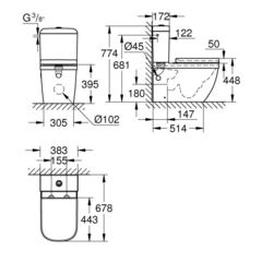 Унитаз-компакт GROHE Euro Ceramic, альпин-белый 39462000