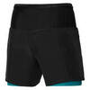 Mizuno Multi Pocket 7.5 2 In 1 Short шорты для бега мужские черные-бирюзовые - 2