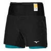 Mizuno Multi Pocket 7.5 2 In 1 Short шорты для бега мужские черные-бирюзовые - 1