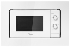 Микроволновая печь встраиваемая Midea MI50203W, внутреннее покрытие камеры нержавеющая сталь, 20 литров